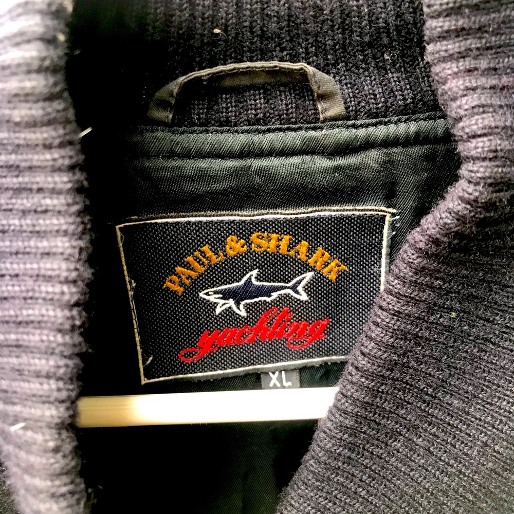 Paul and Shark navy waist length wool zip up jacket.
